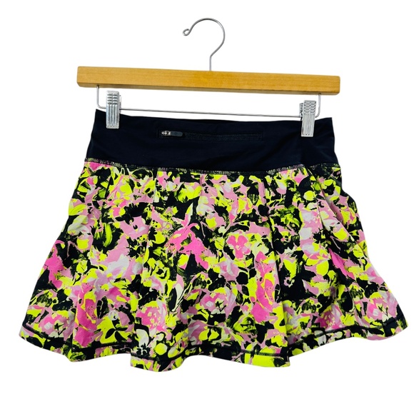Lululemon Pace Rival MidRise Skirt Skort Yellow Pink Sz 2 Activewear Performance - Picture 2 of 11